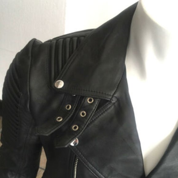 Men's Hudson Black Motorcycle 100% Genuine Leather Jacket - Picture 5 of 6